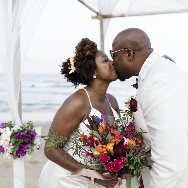 African American couple's wedding day